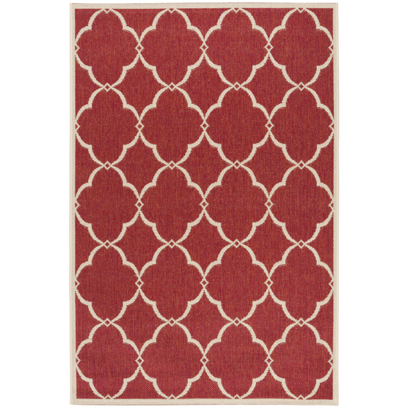 Charlton Home® Adler Geometric Red/Cream Area Rug & Reviews Wayfair